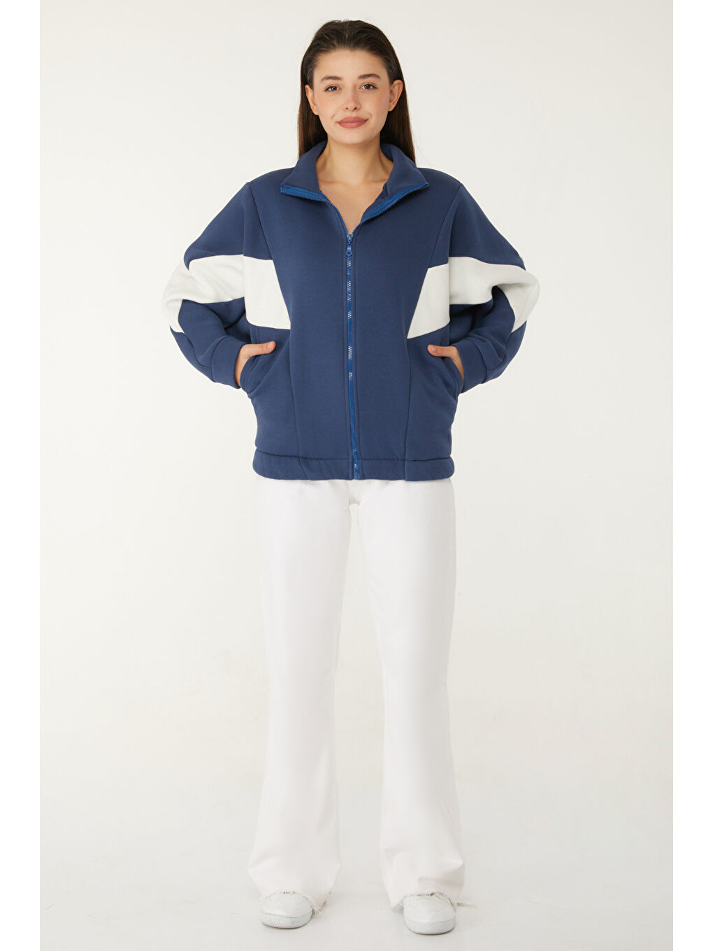 Fermuarlı sweatshirt Lacivert - 26543