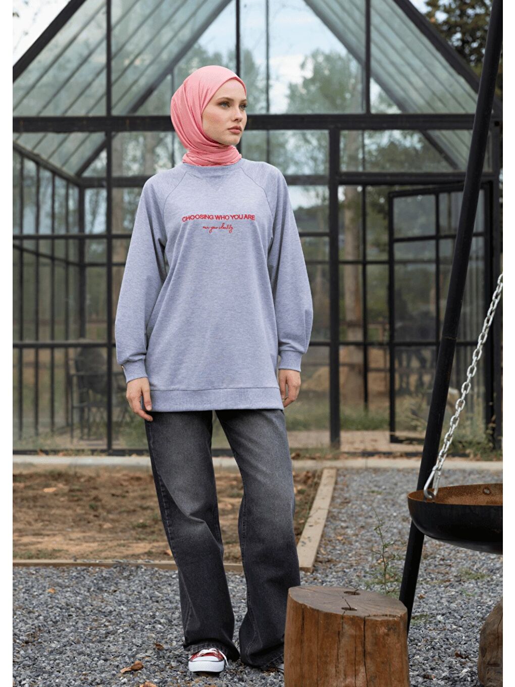 Gri Tesettür Eşofman Üstü- Who You Are-3