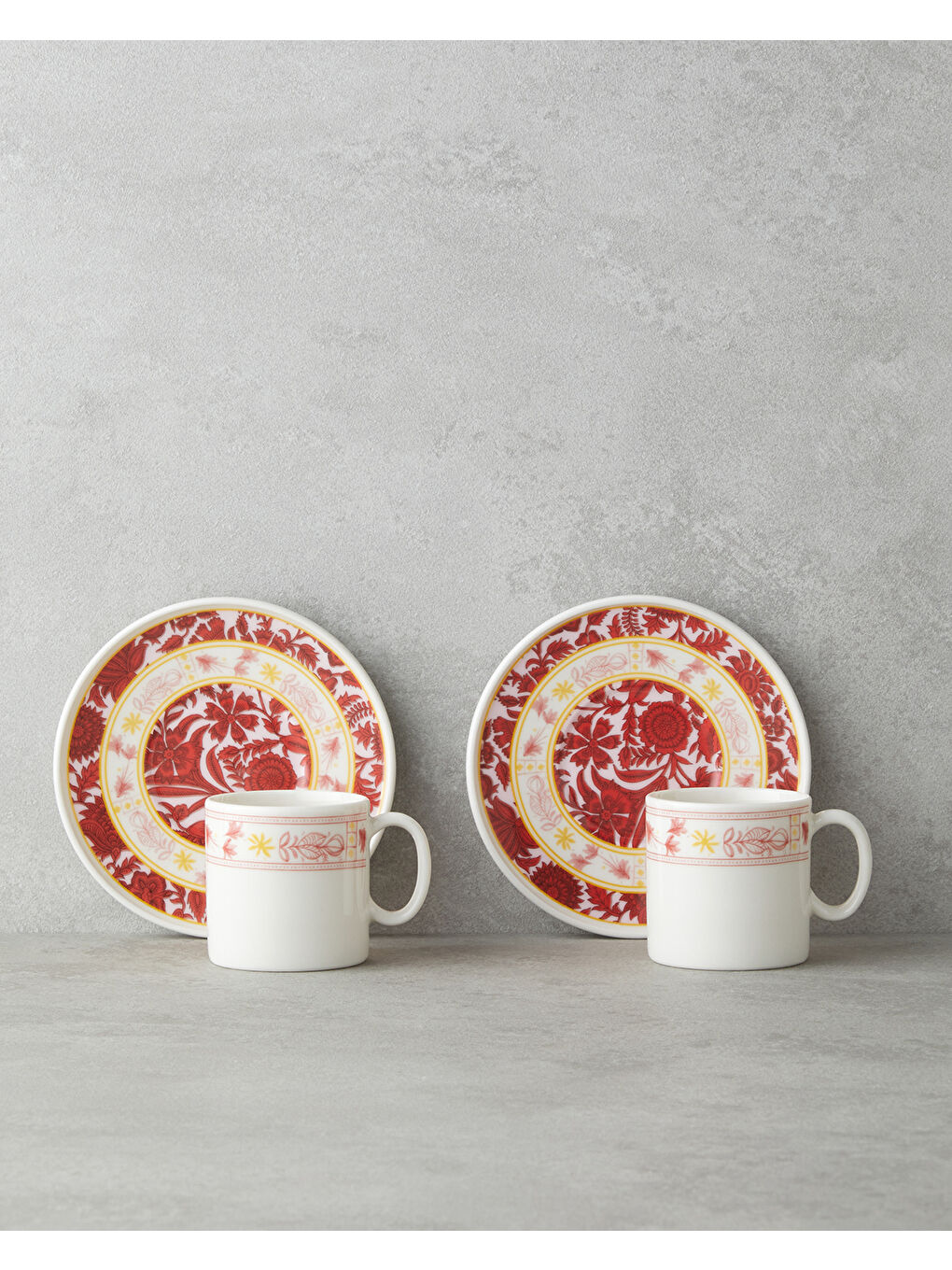 Seris Bone Porselen 4 Parça 2 Kişilik Kahve Fincan Takımı 90 ml Pembe - Sarı-1