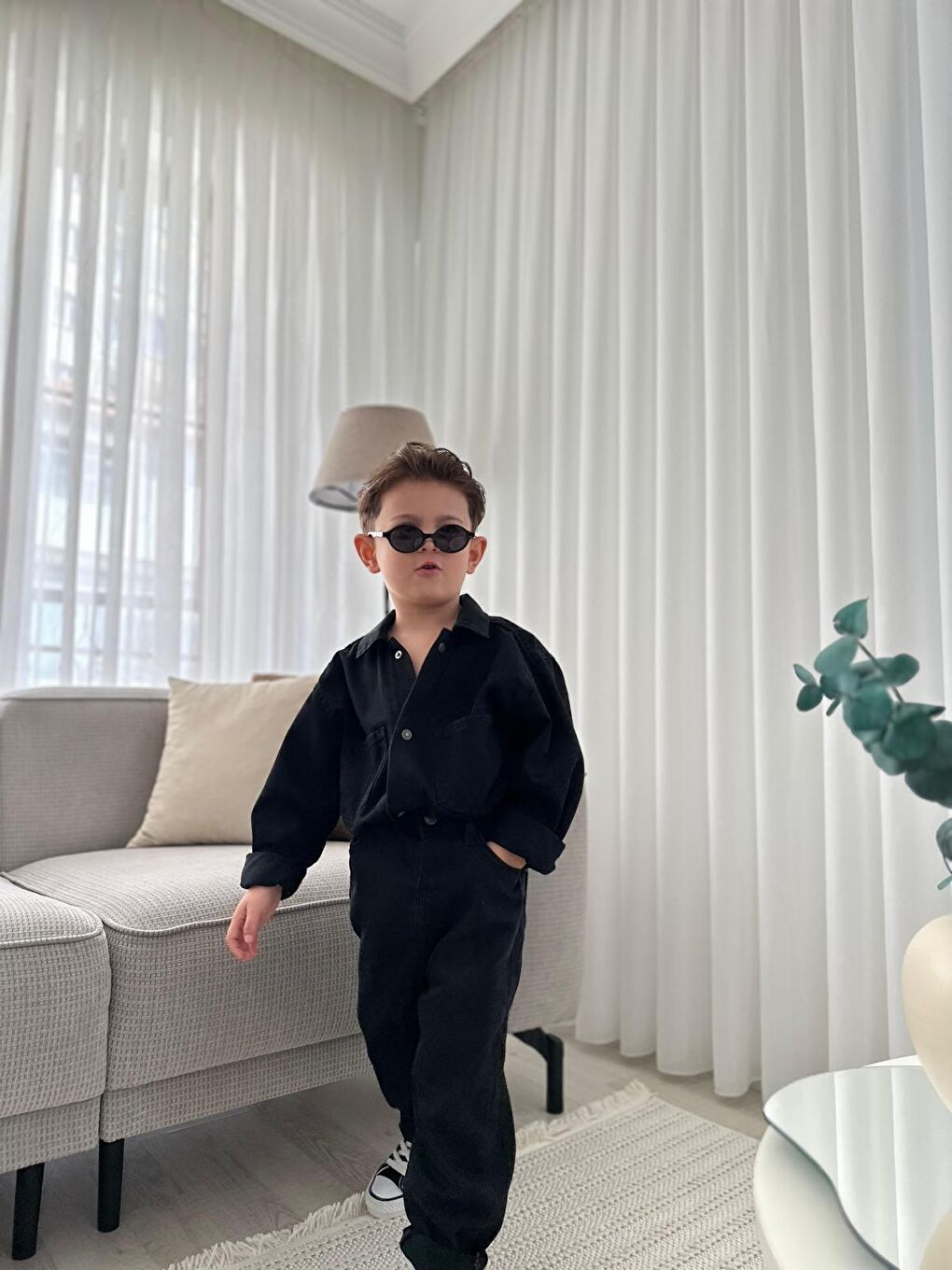 Siyah Erkek Çocuk Jean Takım 2’li-1