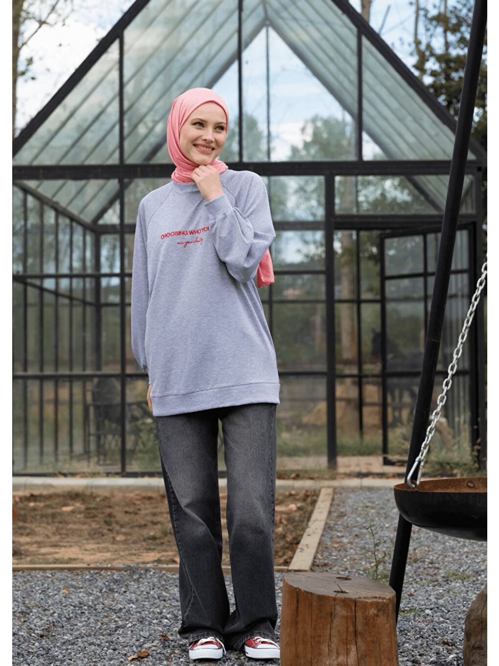 Gri Tesettür Eşofman Üstü- Who You Are-5