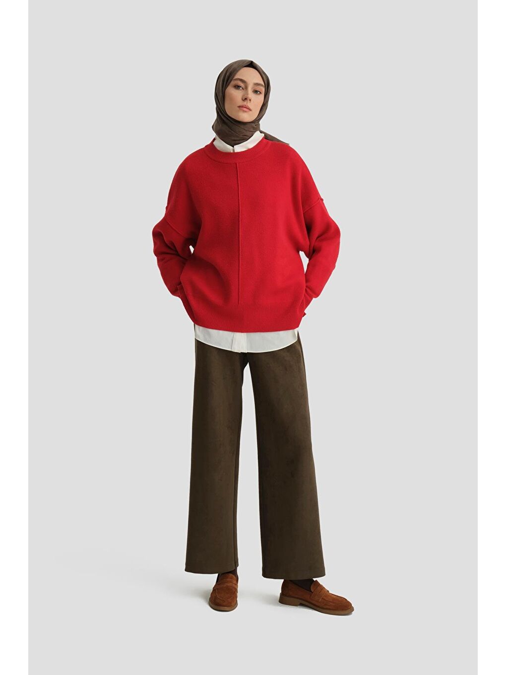 Düz Paça Süet Pantolon 24K2704 Haki-1