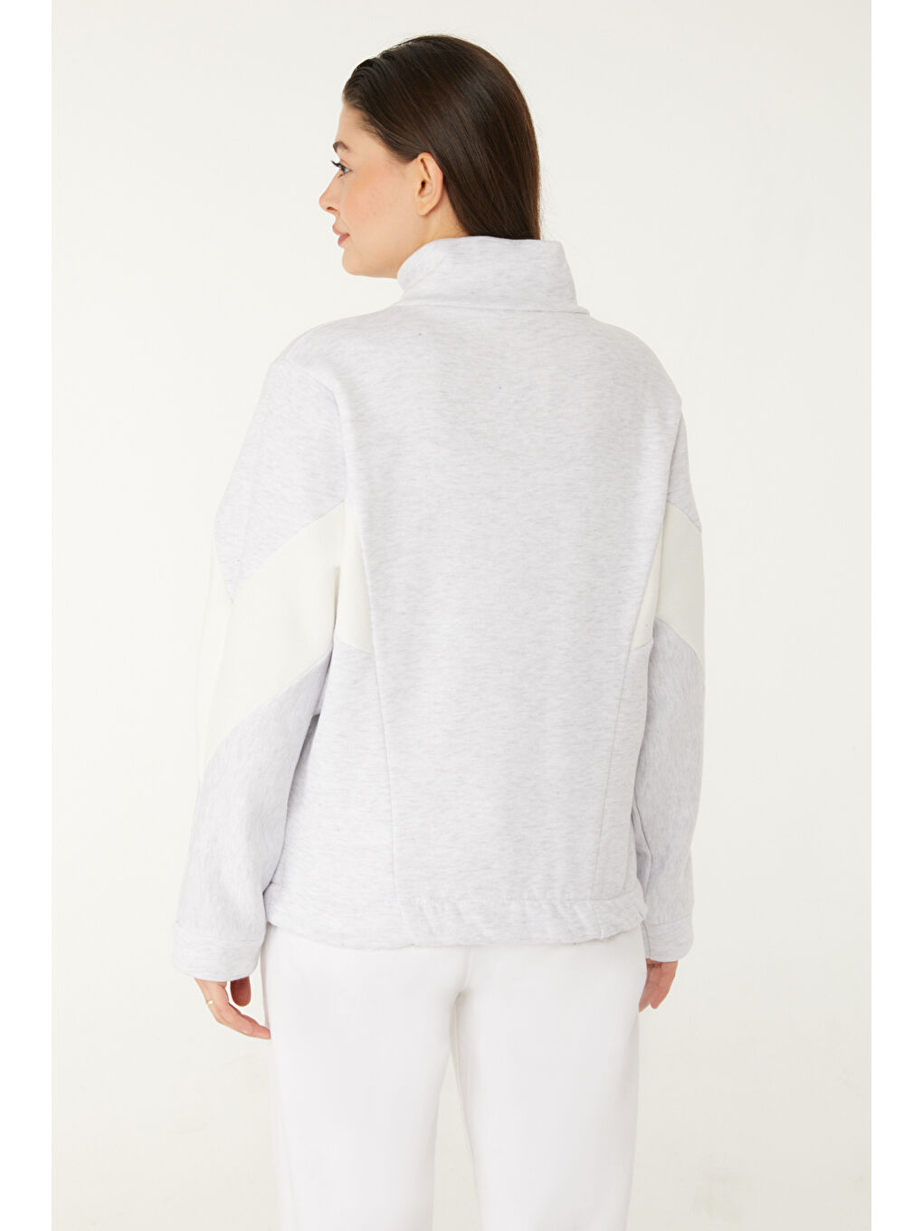 Fermuarlı sweatshirt Gri - 26543-4
