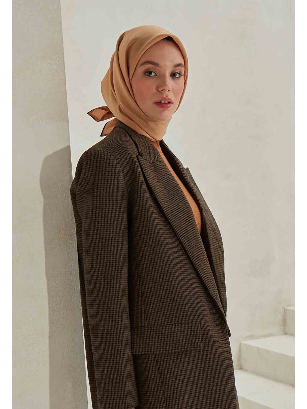 Kahverengi Modal İpek Eşarp Cappuccıno-1