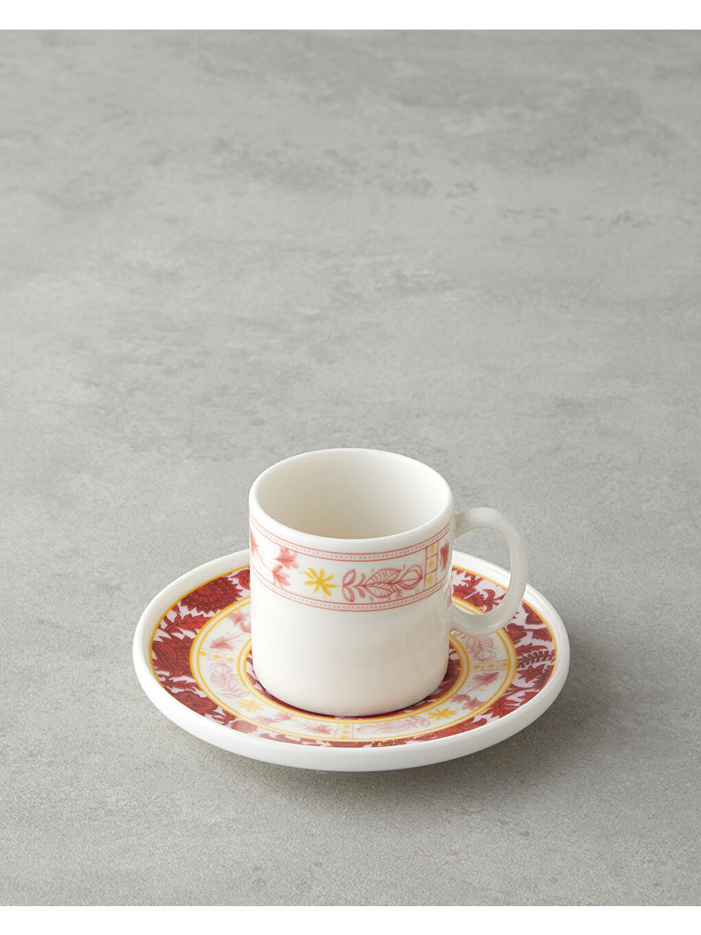 Seris Bone Porselen 4 Parça 2 Kişilik Kahve Fincan Takımı 90 ml Pembe - Sarı-2