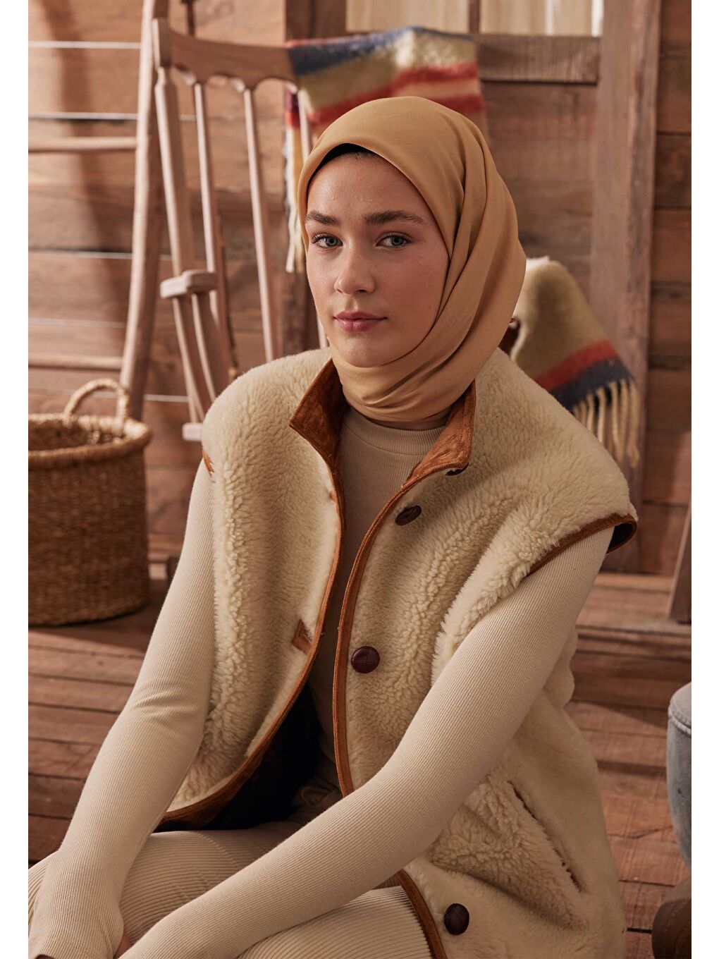 Kahverengi Modal İpek Eşarp Cappuccıno-3