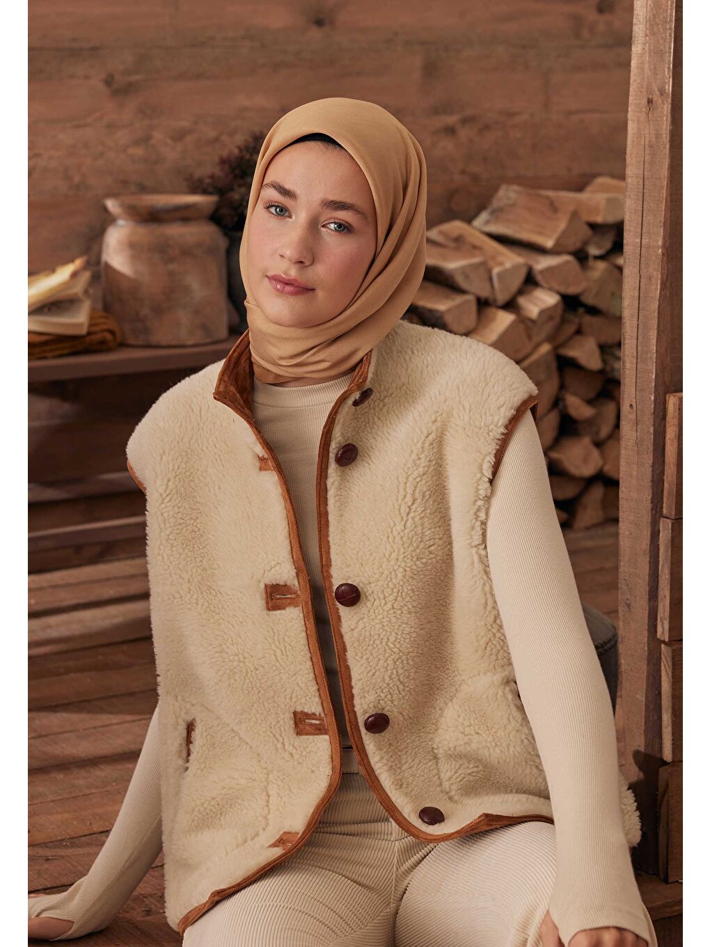 Kahverengi Modal İpek Eşarp Cappuccıno-4