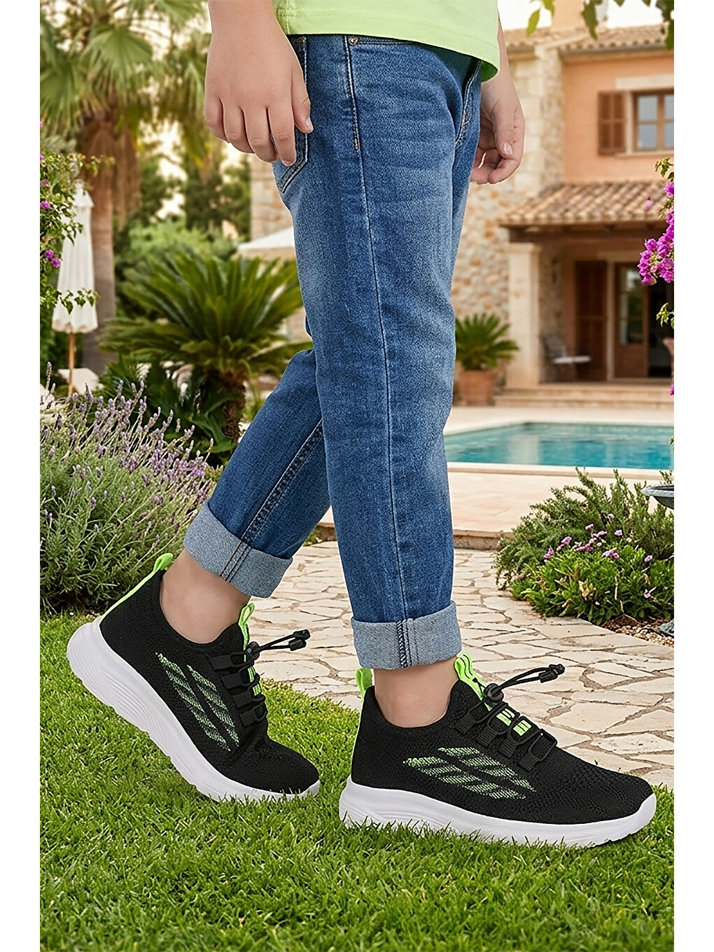 Siyah Dunca Fileli Faylon Taban Erkek Çocuk Spor Ayakkabı-2