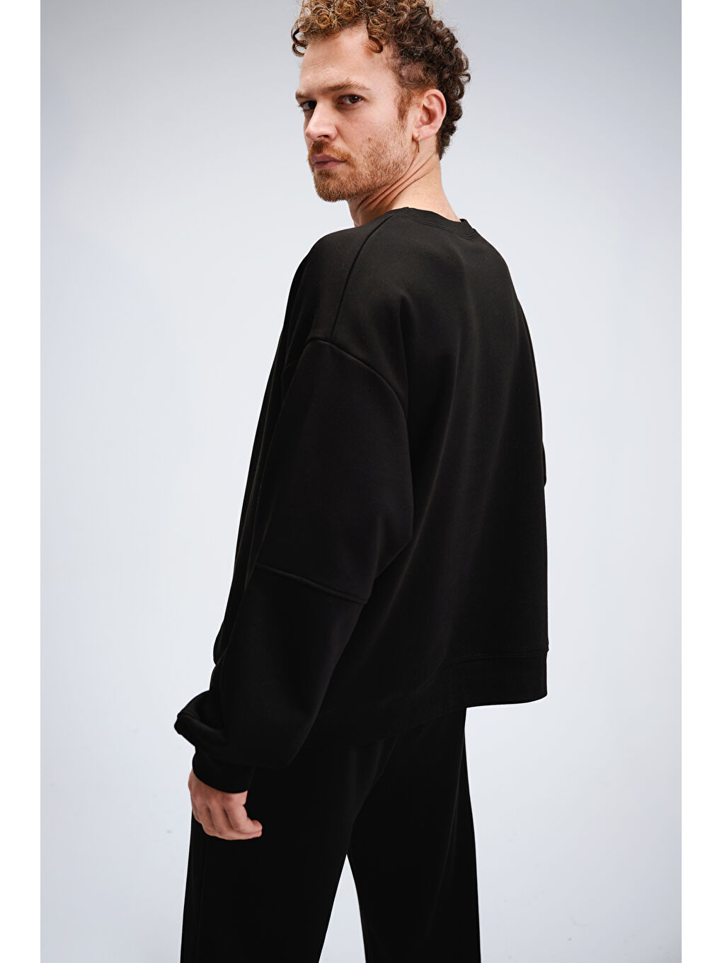 Erkek Timeless Oversize Siyah Sweatshirt-3