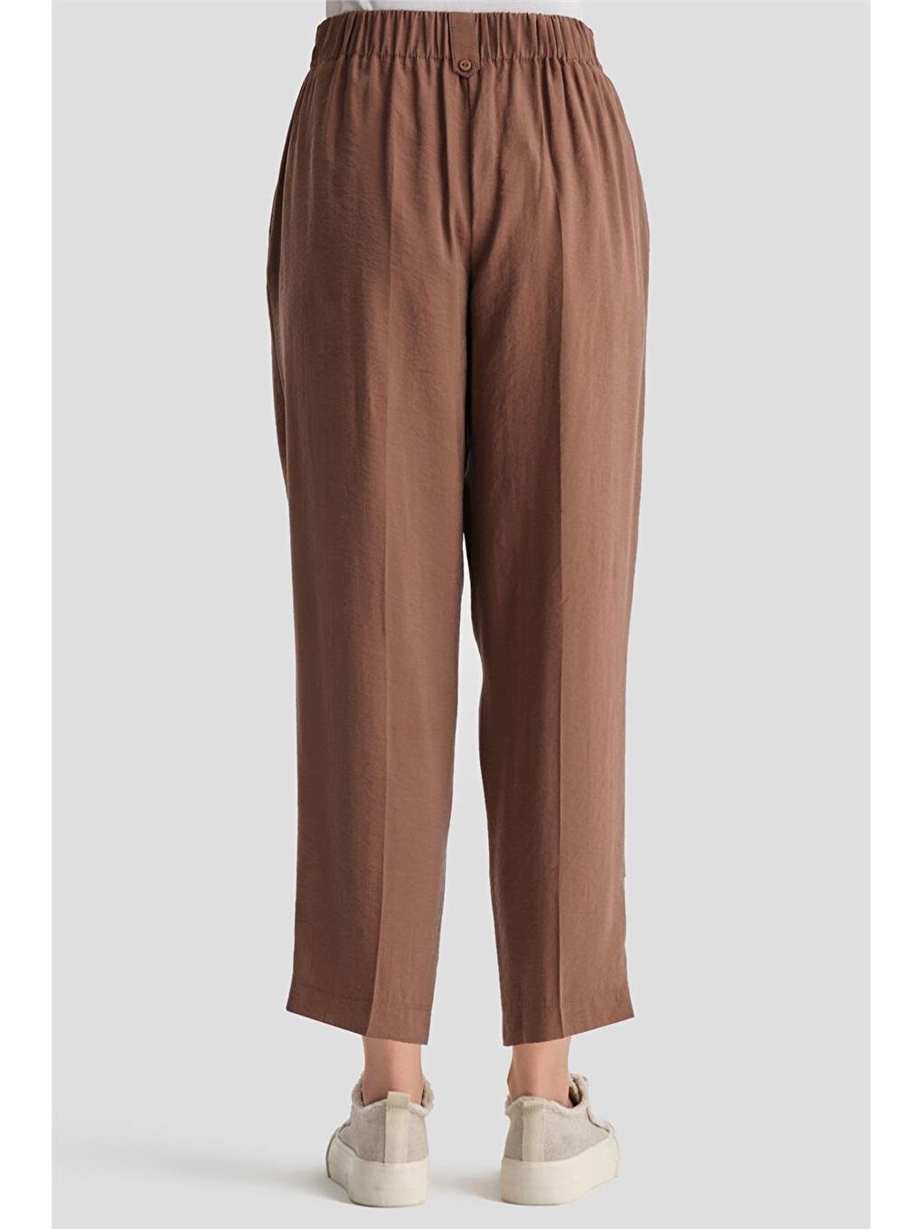 Kahverengi Düğmeli Modal Pantolon 24K2621 Acı Kahve-4