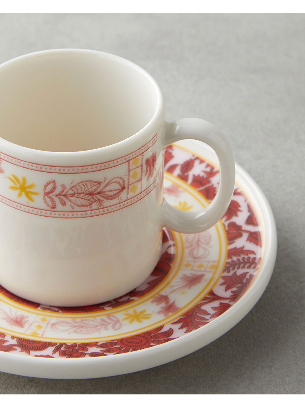 Seris Bone Porselen 4 Parça 2 Kişilik Kahve Fincan Takımı 90 ml Pembe - Sarı-3