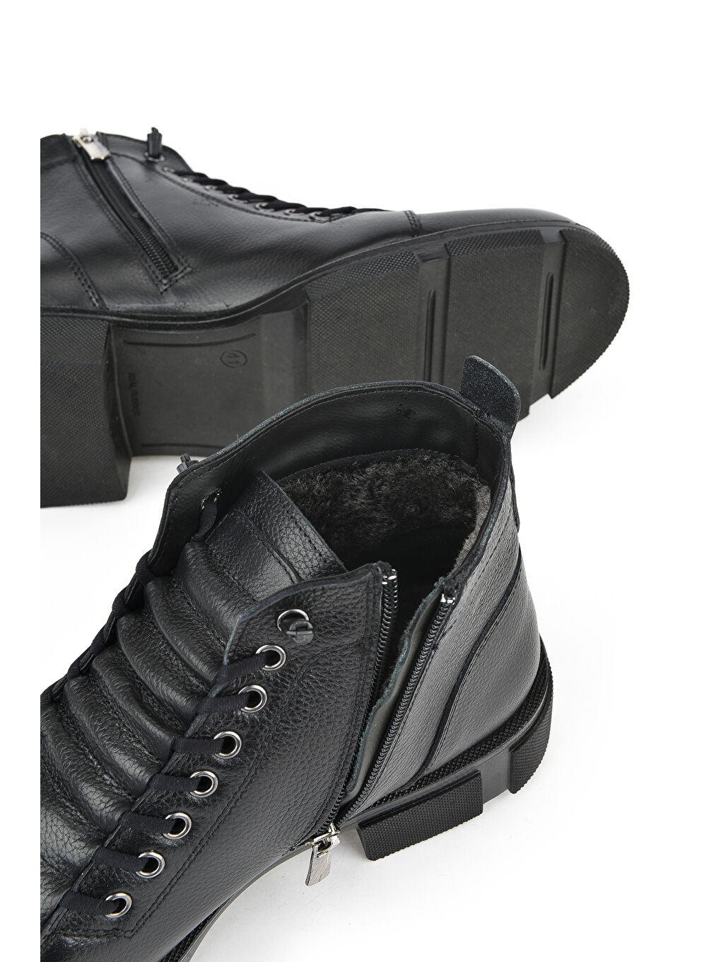 Erkek Hakiki Deri Kürklü Bot 153999Z001 Siyah-3