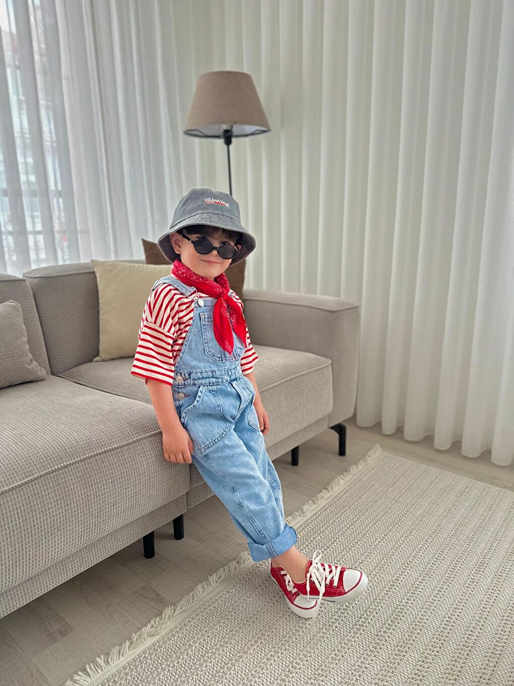 Mavi Erkek Çocuk Denim Salopet Tulum-1