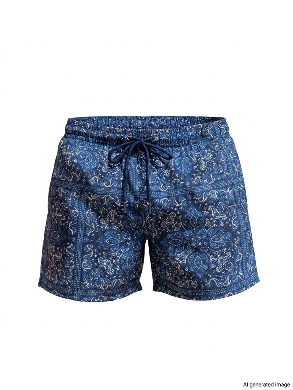 Erkek Cepli Ve Astarlı Deniz Şortu Mavi Desenli Bb2364