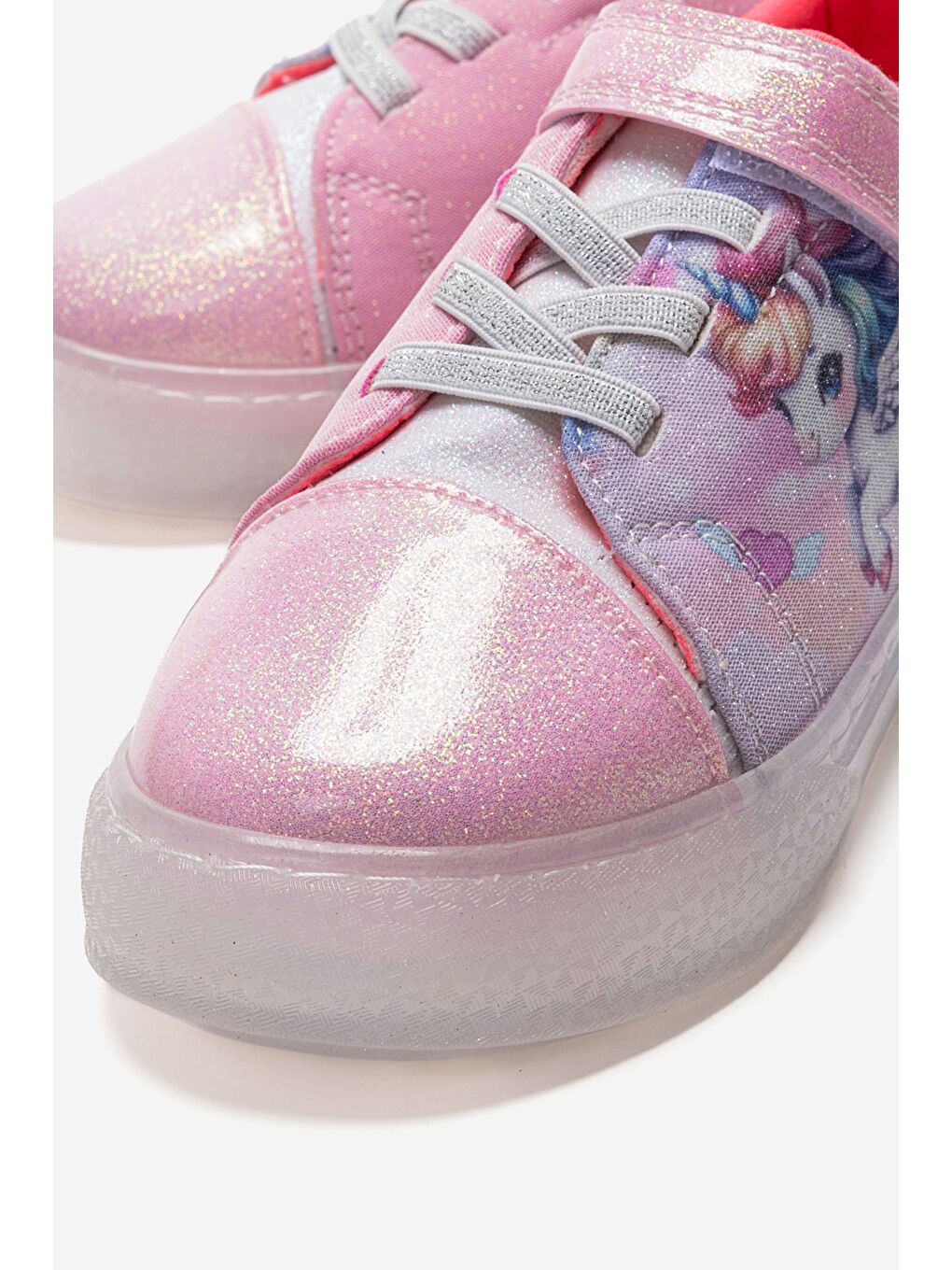 Pembe Kız Çocuk Pudra Sneaker Işıklı Ayakkabı-1