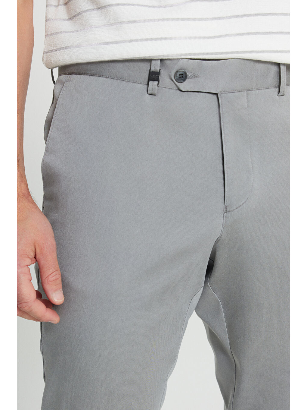 Bej Erkek Taş Pamuklu Slim Fit Dar Kesim Yan Cep Casual Pantolon-3