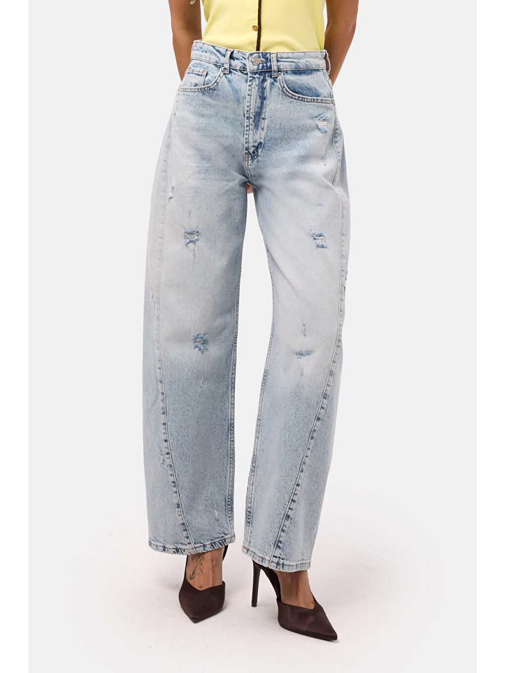Mavi Kadın Jean Renk 12s6-3 Mid Rise Baggy Barrel Fit Denim Jean-1