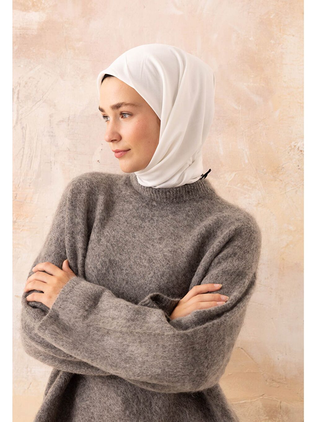 Modal İpek Eşarp Beyaz-4