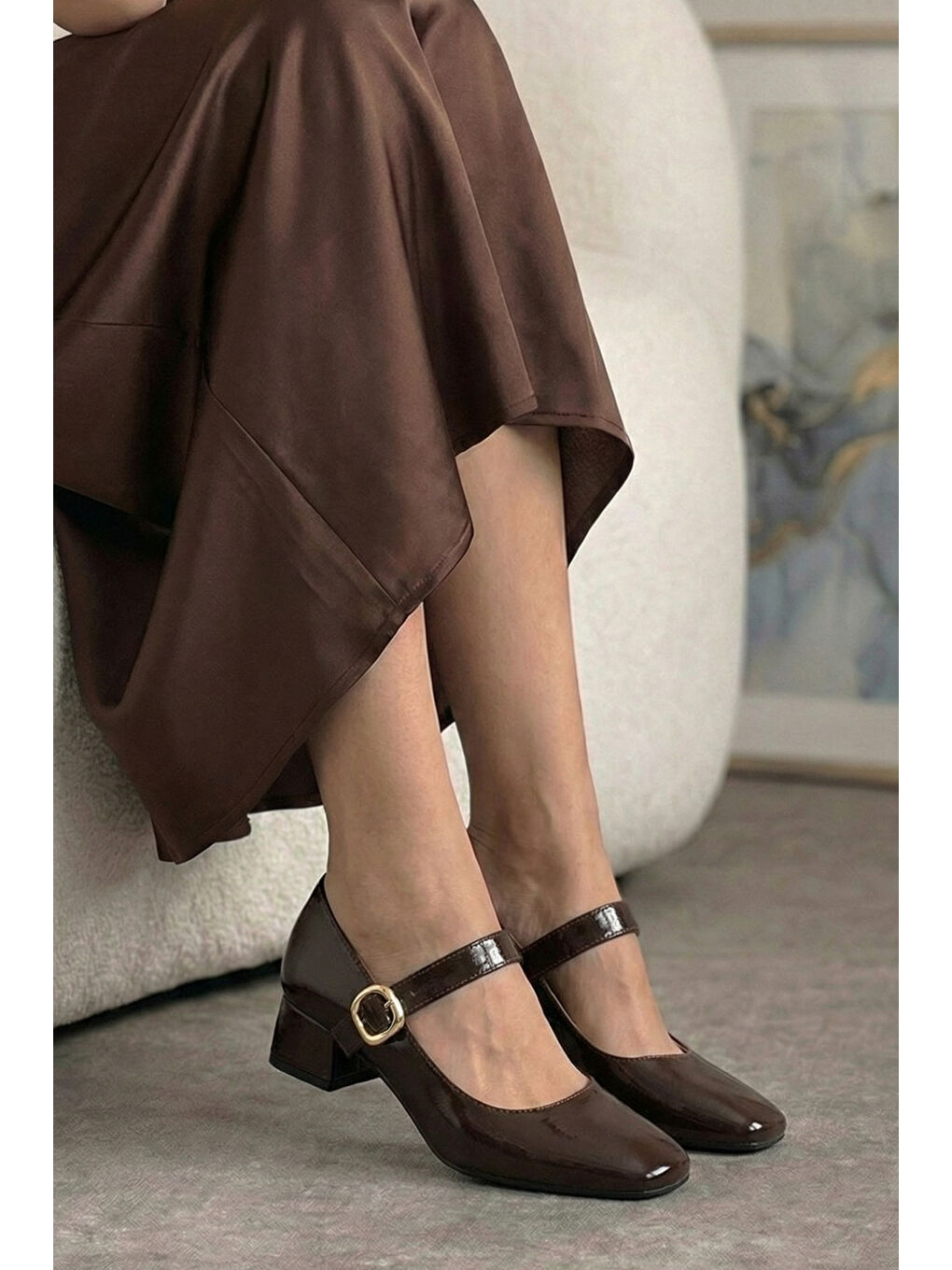 Kahverengi D0115 Günlük Ortopedik Klasik Topuklu Kadın Ayakkabı-1