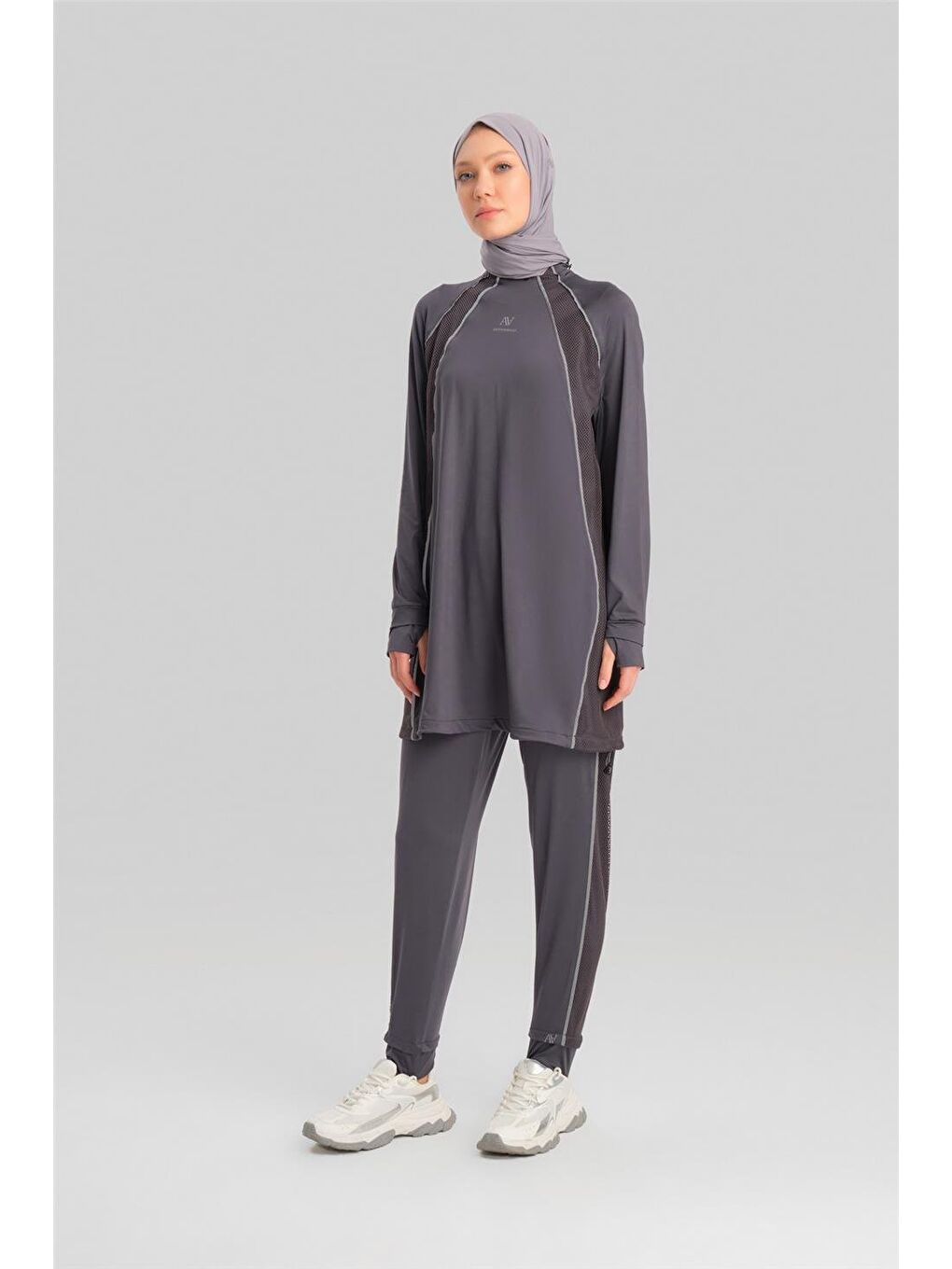 ARMİNE Gri Bilek Bantlı Beli Lastikli Pantolon 23K2516 Antrasit - 1