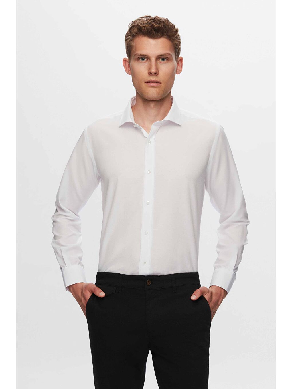 Regular Fit Beyaz Düz Gömlek