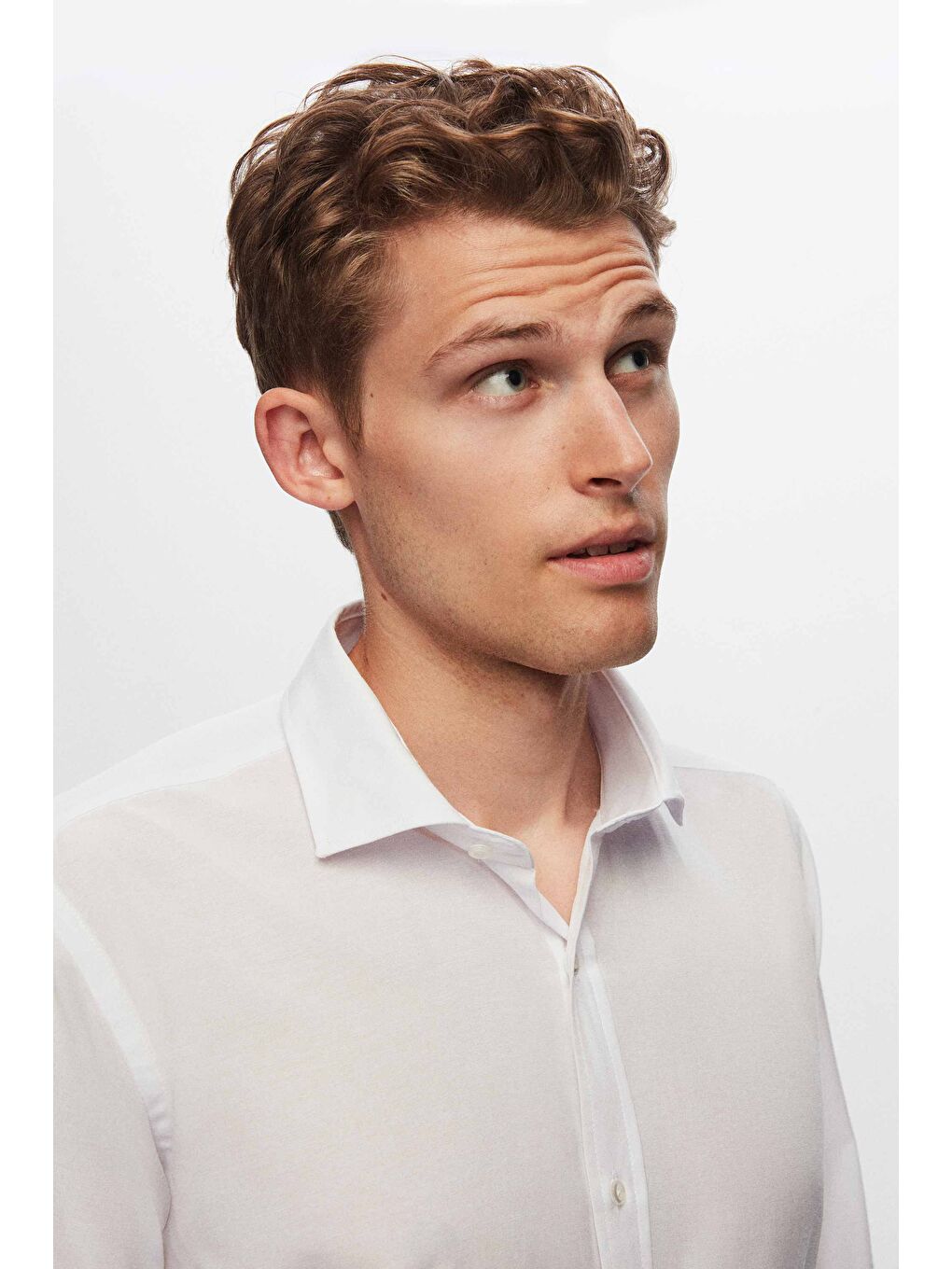 Regular Fit Beyaz Düz Gömlek-1