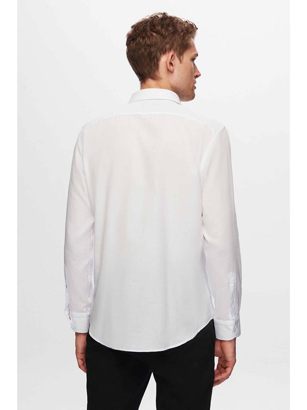 Regular Fit Beyaz Düz Gömlek-2