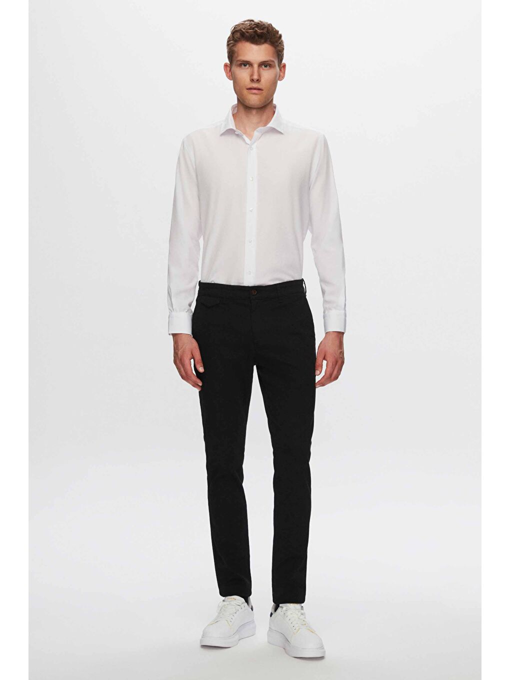 Regular Fit Beyaz Düz Gömlek-3