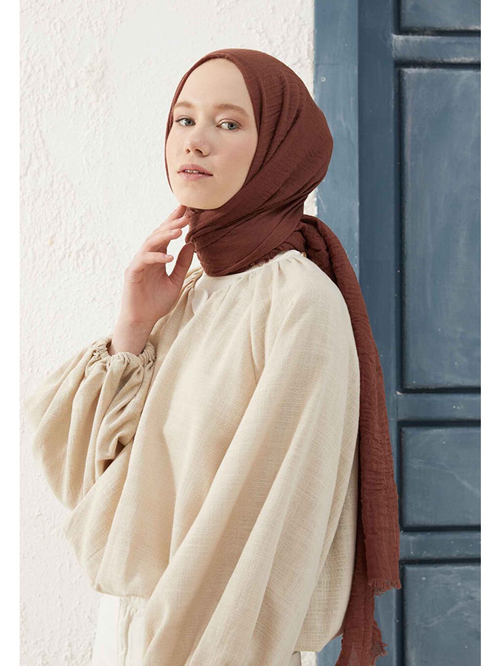 Kahverengi Bürümcük Şal Sıcak Kahve-3