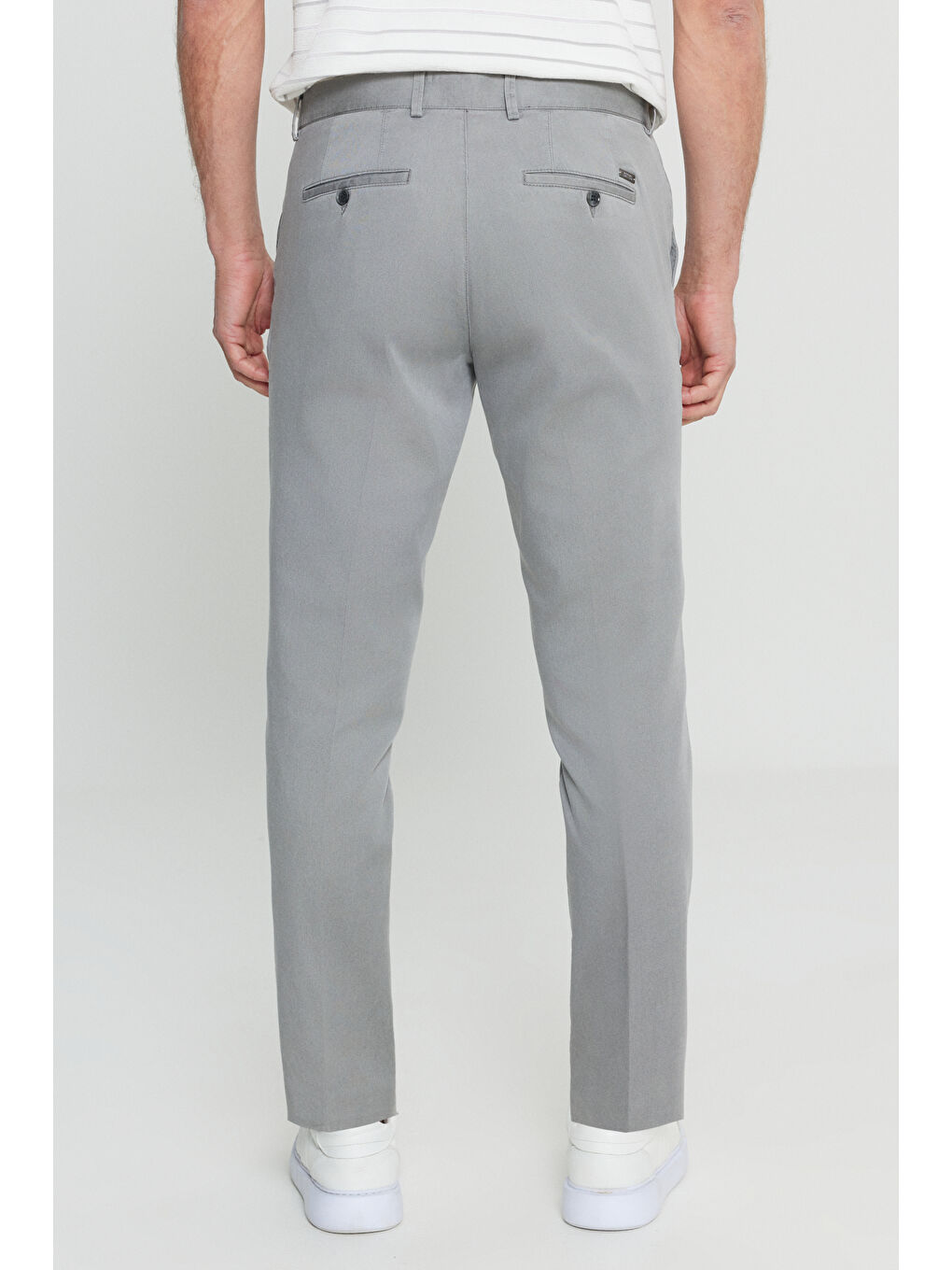 Bej Erkek Taş Pamuklu Slim Fit Dar Kesim Yan Cep Casual Pantolon-4