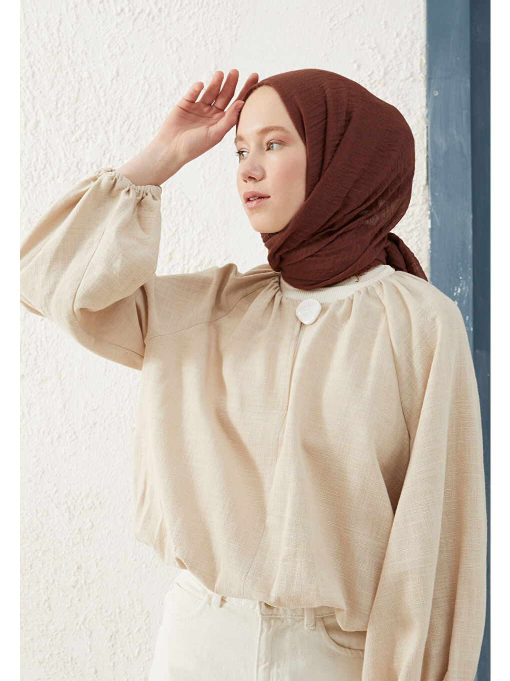 Kahverengi Bürümcük Şal Sıcak Kahve-4