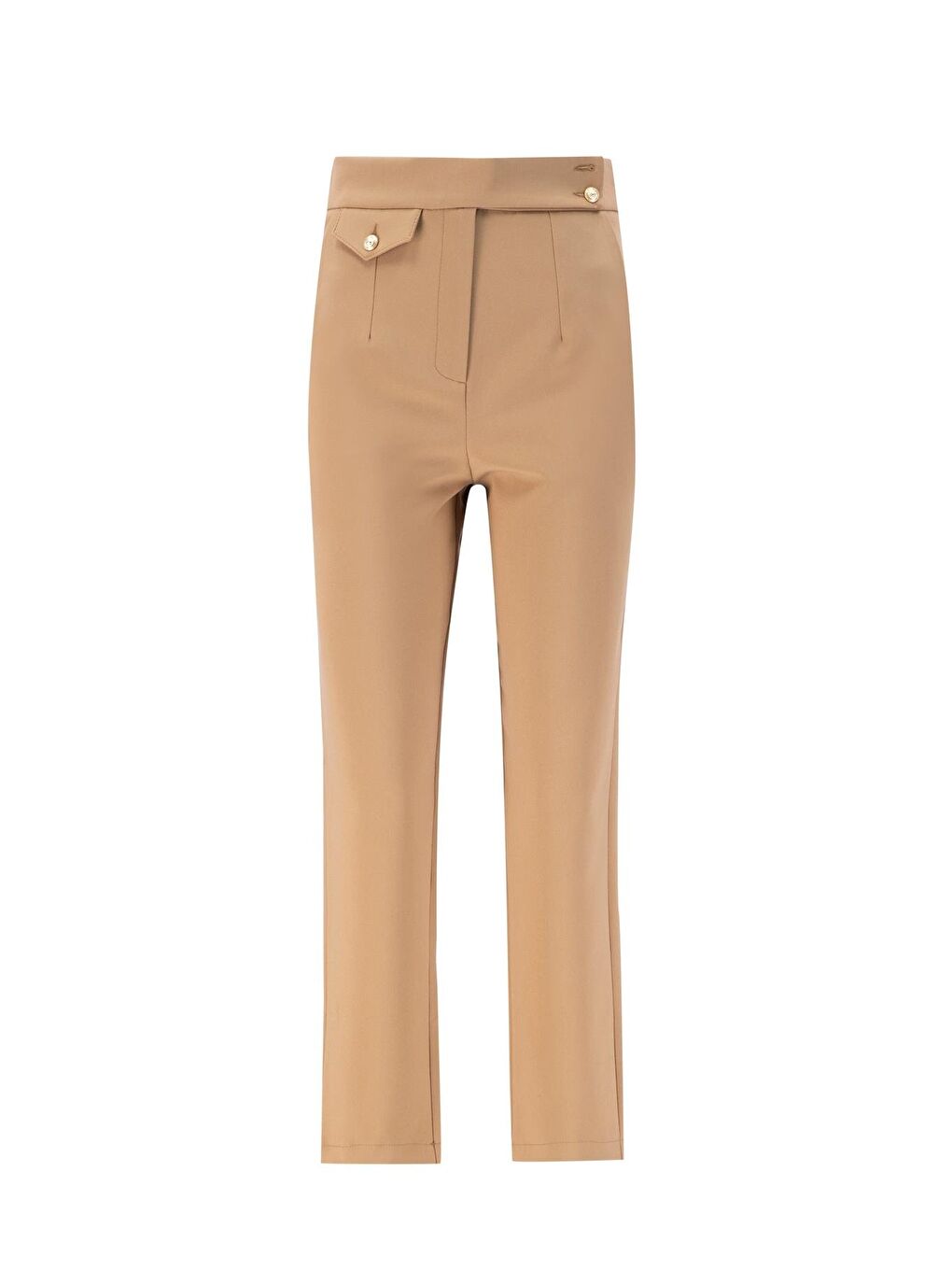 Kahverengi Asimetrik Kapamalı Pantolon 24K2707 Camel-3