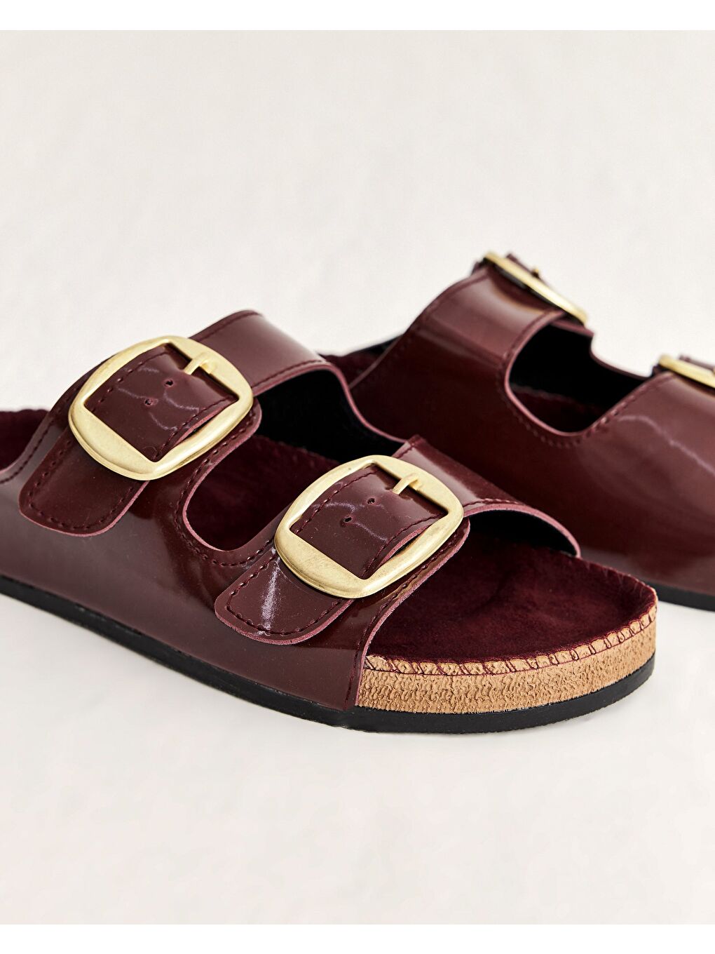 Bordo Kadın Yazlık Çift Tokalı Terlik - BUSY-3