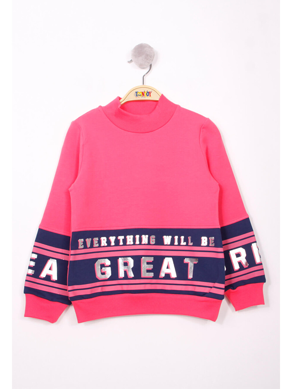 Fuşya Kız Çocuk Great Baskılı Sweatshirt