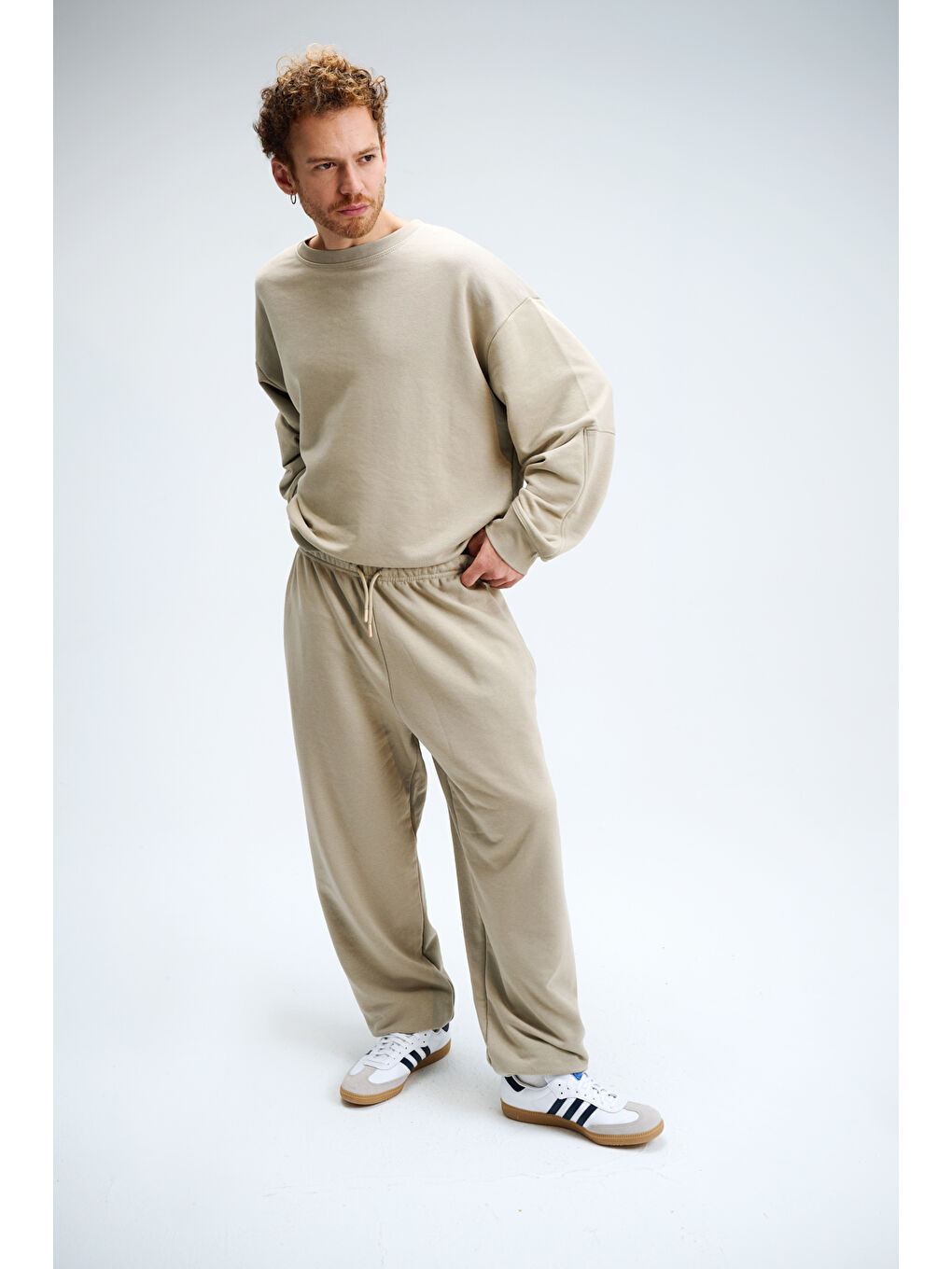 Bej Erkek Timeless Oversize Vizon Sweatshirt-4