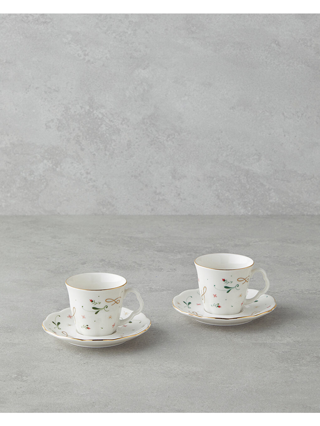 Beyaz Greena Bone Porselen 4 Parça 2 Kişilik Kahve Fincan Takımı 80 ml Renkli