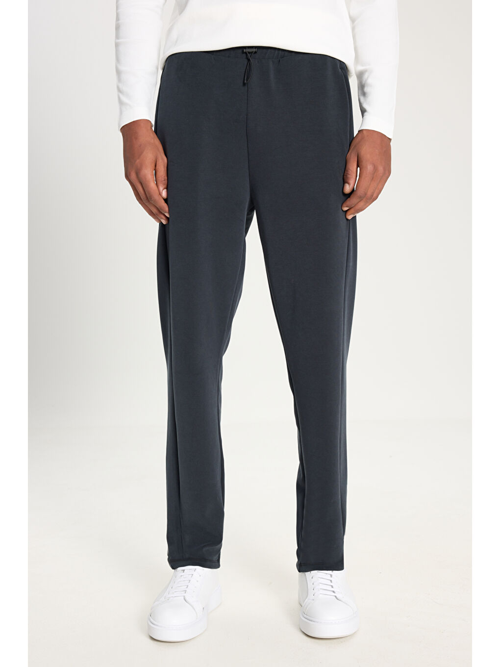Erkek Antrasit Standart Fit Normal Kesim Cepli Esnek Örme Pantolon-1