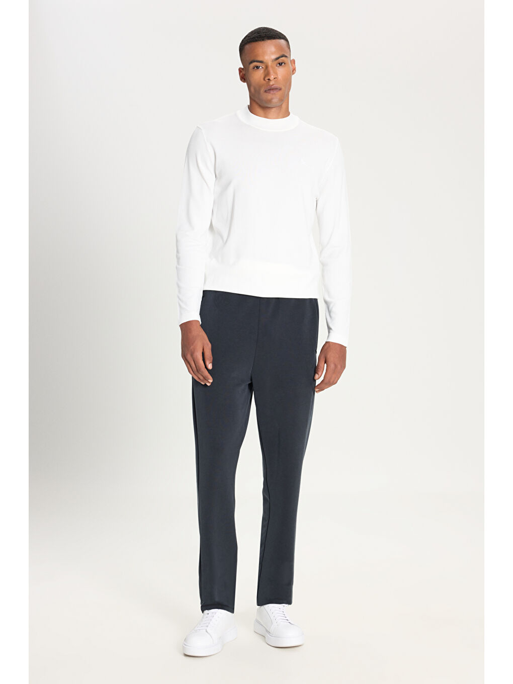 Erkek Antrasit Standart Fit Normal Kesim Cepli Esnek Örme Pantolon-2