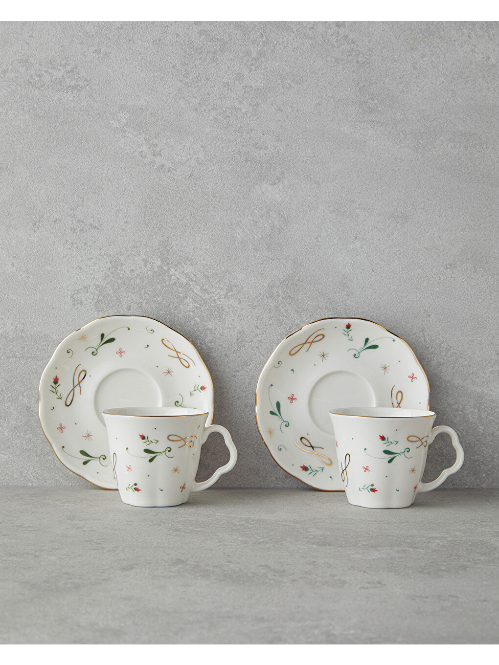 Beyaz Greena Bone Porselen 4 Parça 2 Kişilik Kahve Fincan Takımı 80 ml Renkli-1