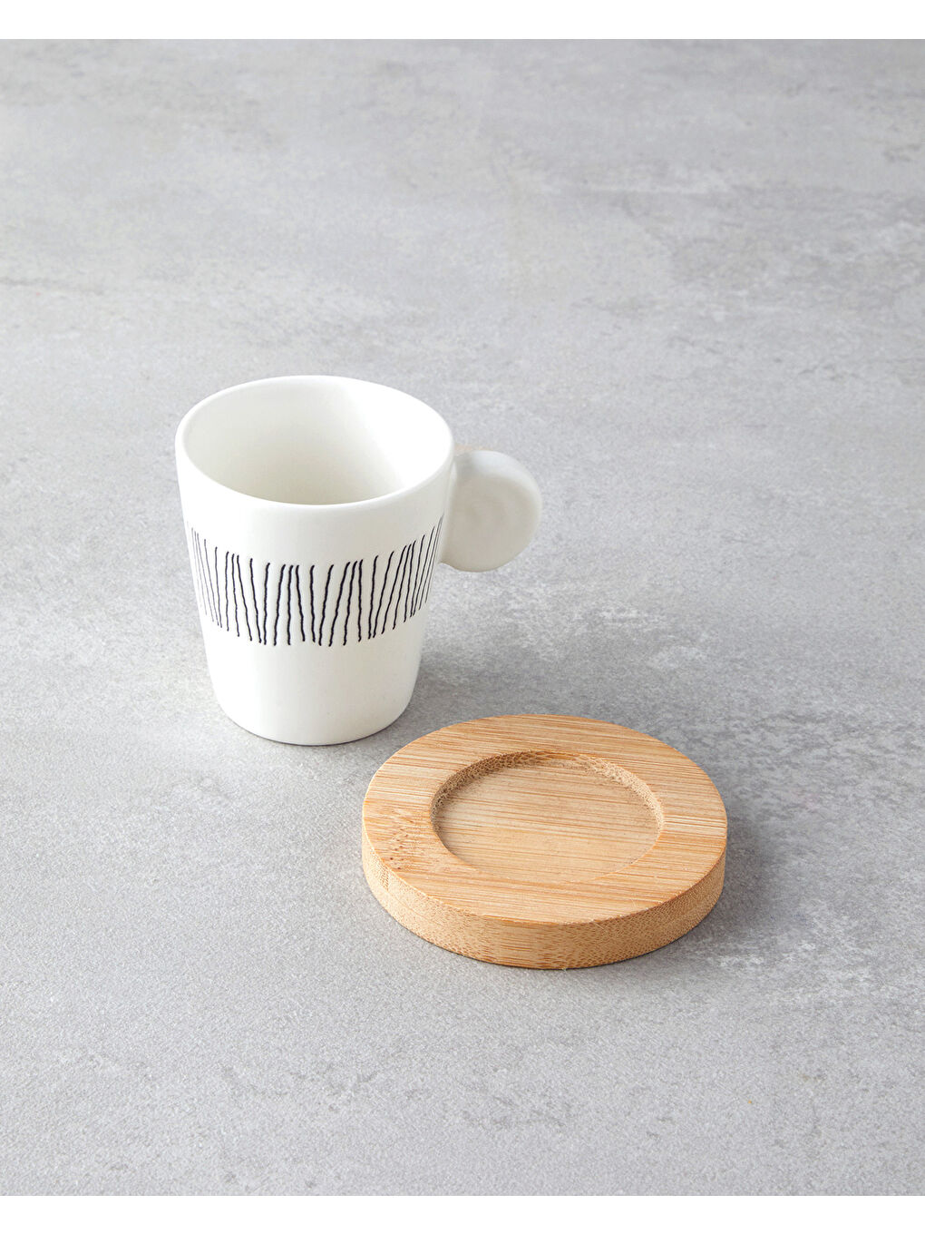 Bona Stoneware 6 Parça 3 Kişilik Kahve Fincan Takımı 70 ml Siyah-Beyaz-Bej-1