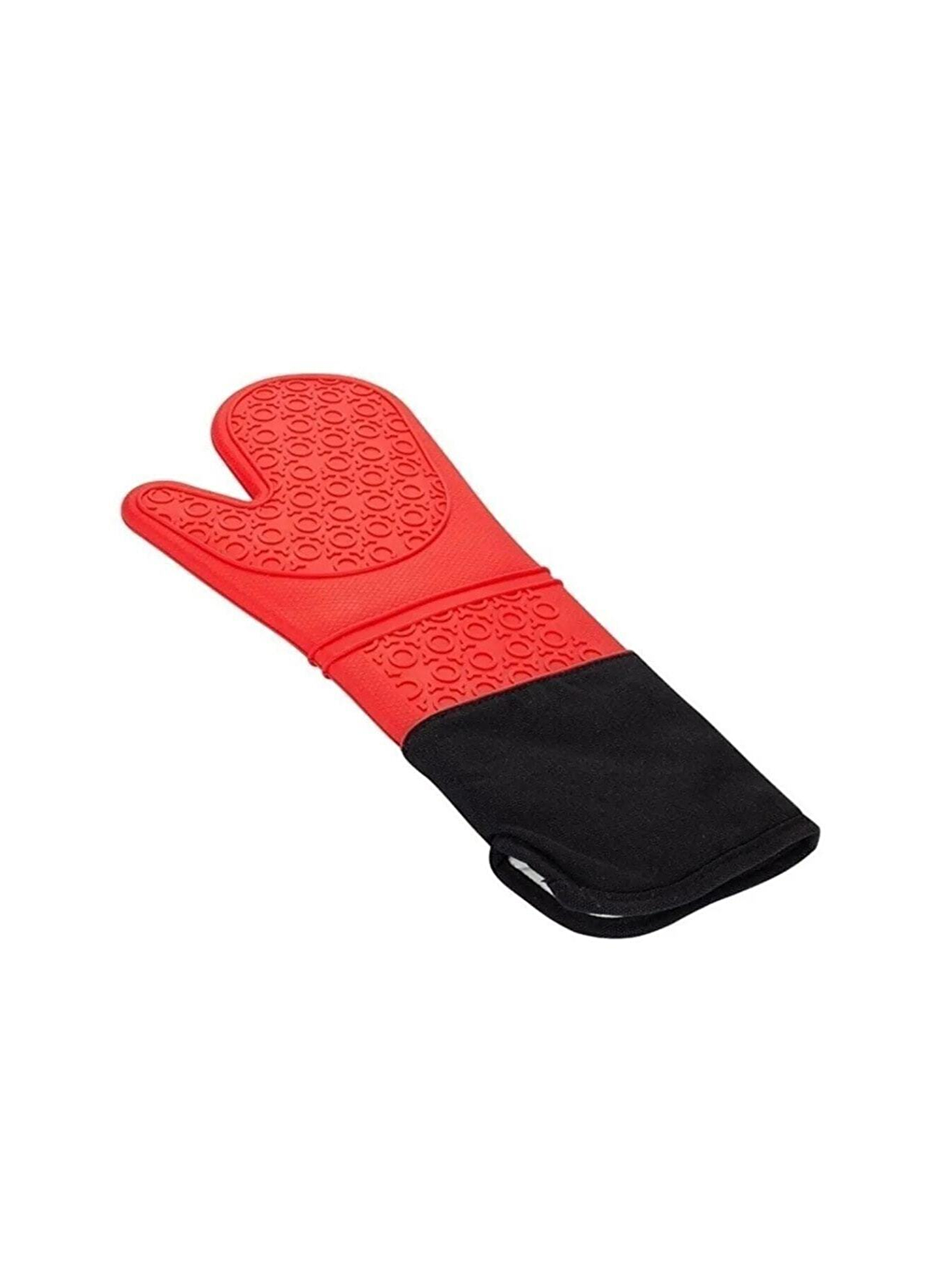 Gri Orta Boy Delikli Pizza Tepsisi Lahmacun Pide Tepsisi 32 Cm Ve Kırmızı Silikon Yanmaz Fırın Eldiveni-2