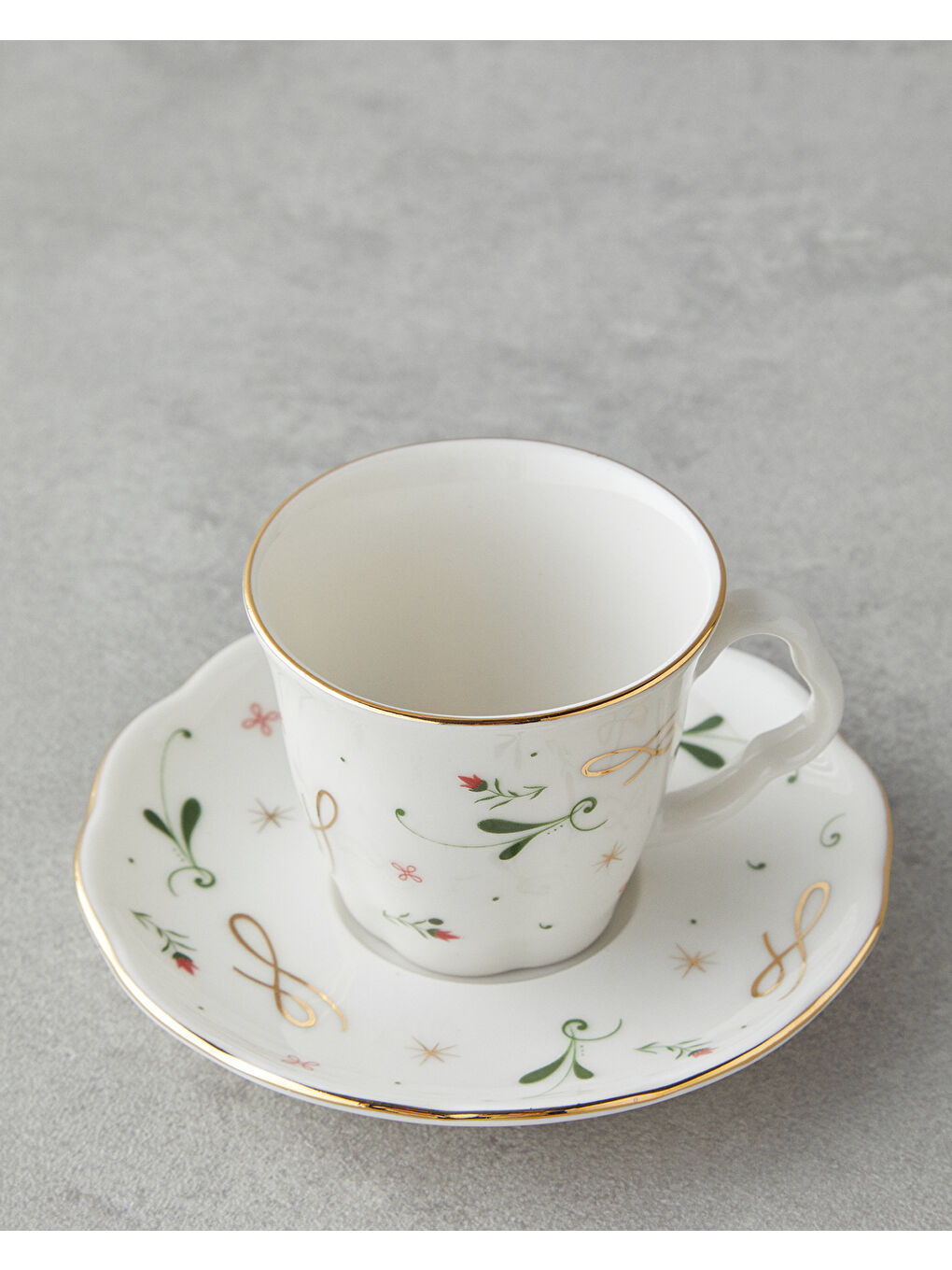 Beyaz Greena Bone Porselen 4 Parça 2 Kişilik Kahve Fincan Takımı 80 ml Renkli-2