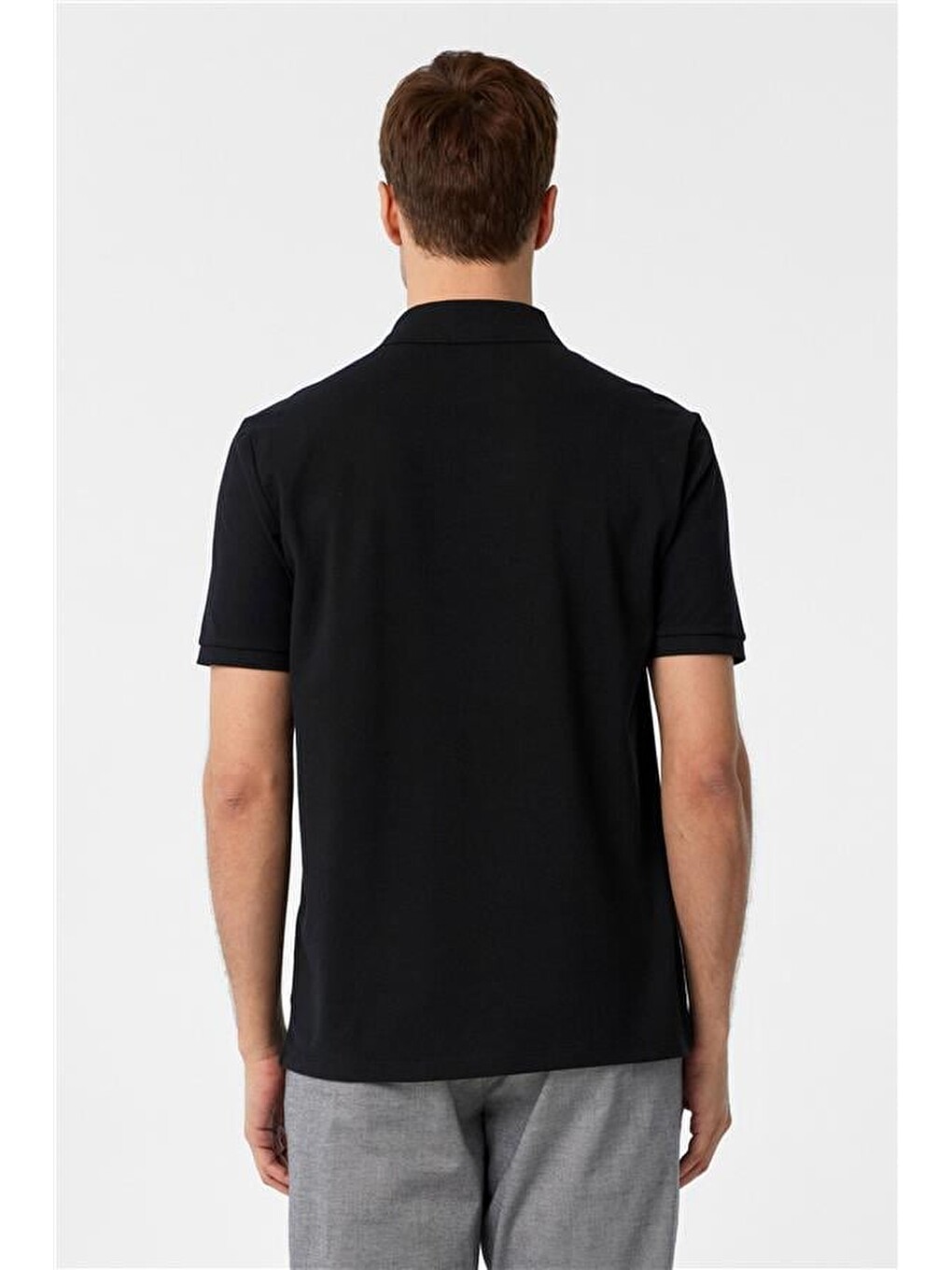 Siyah Regular Armürlü Polo Yaka Tişört-4