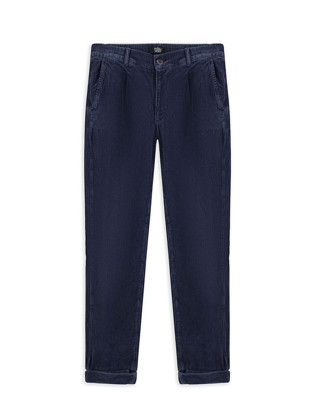 Mavi Tapered Fit Elastanlı Kadife Pantolon