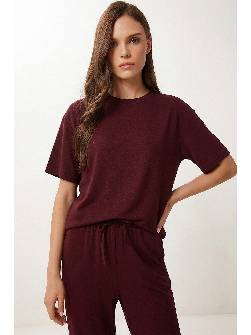 Bordo Rahat Esnek Modal Alt-Üst Takım BORDO LZV0056-2