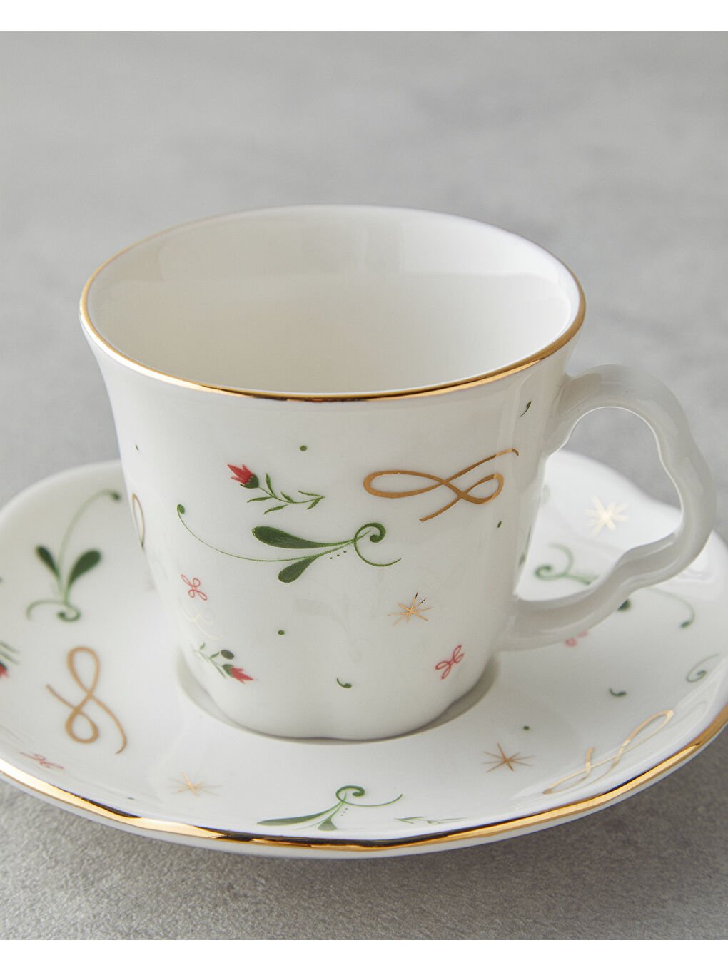 Beyaz Greena Bone Porselen 4 Parça 2 Kişilik Kahve Fincan Takımı 80 ml Renkli-3