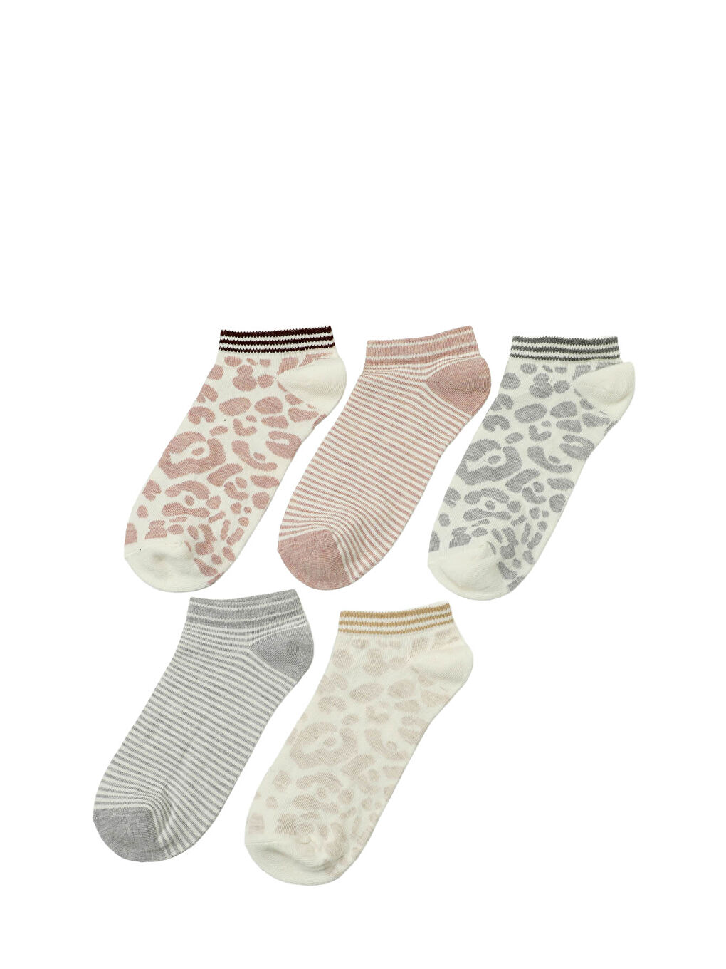 Bej LEO MIX 5 LI PTK-W 5PR EKRU MULTI Kadın 5'li Patik Çorap