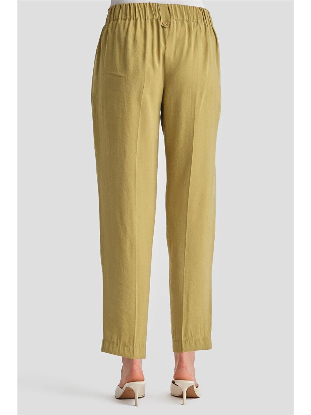 Yeşil Düğmeli Modal Pantolon 24K2621 Zeytin-4