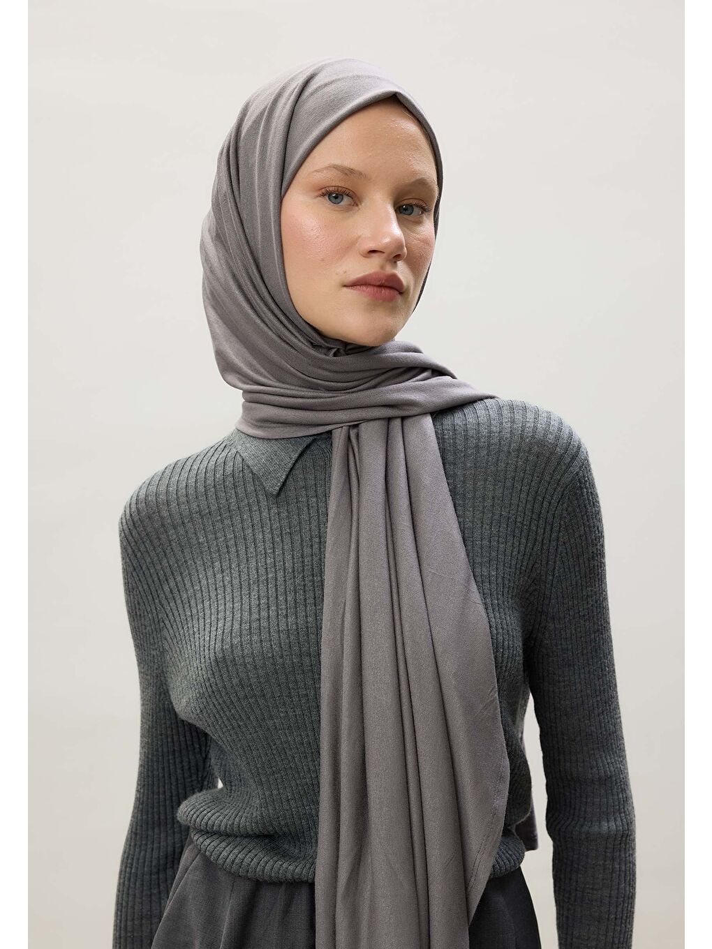 Gri Penye Şal Koyu Grı-4
