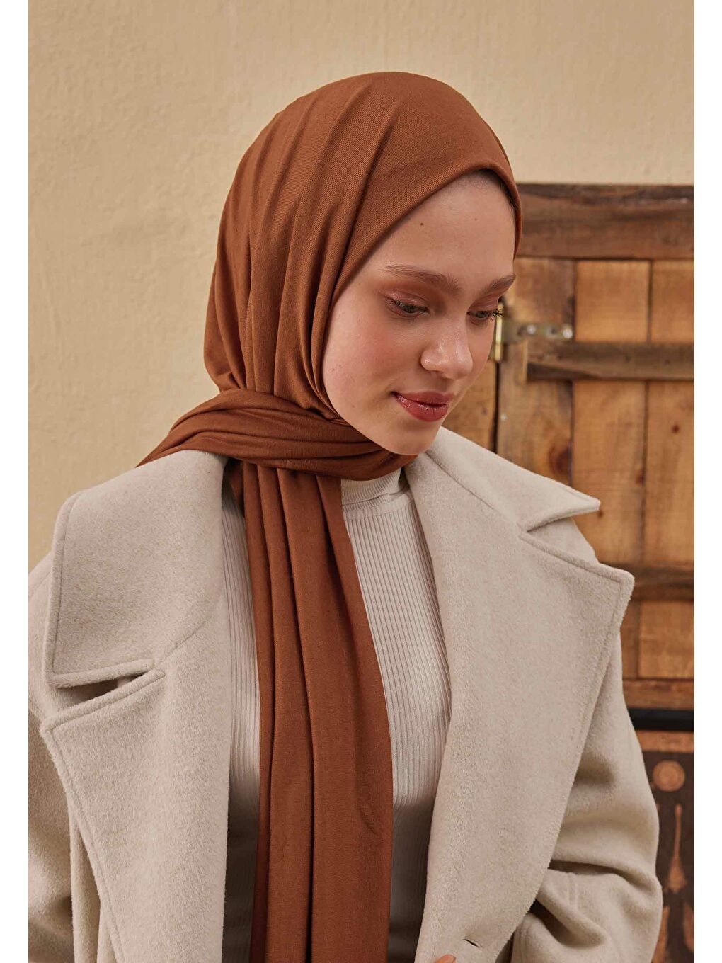 Bej Penye Şal Bronz-1
